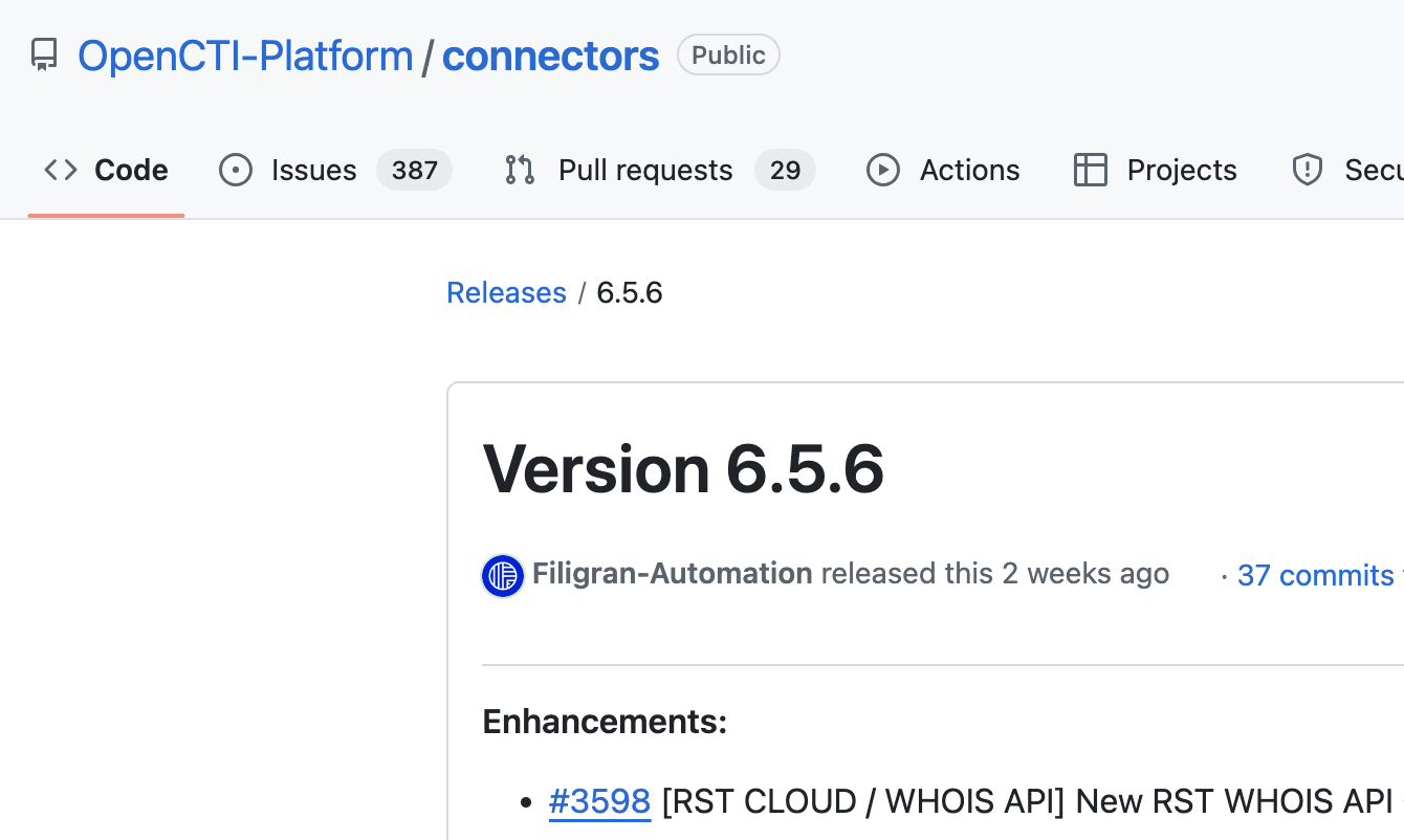 Updates on OpenCTI: Introducing the RST WHOIS API Connector